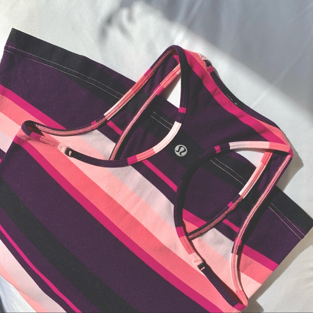 Lululemon Cool Racerback Tank, Purple/Pink stripe